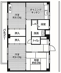 ビレッジハウス阿久和4号館 3DKの間取図画像
