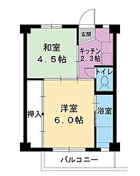 ビレッジハウス成島1 2Kの間取図画像