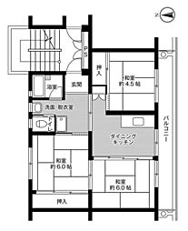 ビレッジハウス岩間1号棟 3DKの間取図画像