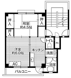 ビレッジハウス福光1号棟 2Kの間取図画像