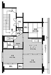 ビレッジハウスしばたや2号棟 3DKの間取図画像
