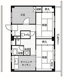 ビレッジハウス郷地2号棟 3DKの間取図画像