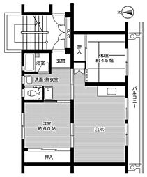 ビレッジハウス高道祖2 2LDKの間取図画像