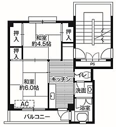 ビレッジハウス川岸1号 2Kの間取図画像