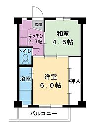 ビレッジハウス古河2号棟 2Kの間取図画像