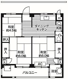 ビレッジハウス上尾2号棟 3DKの間取図画像