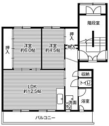 ビレッジハウス新千代田2号棟 2LDKの間取図画像