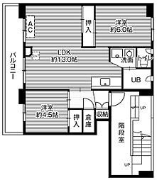 ビレッジハウス札苗1号棟 2LDKの間取図画像
