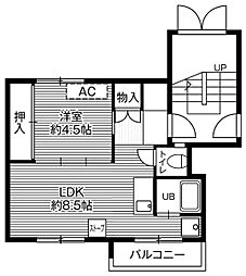 ビレッジハウス白鳥台2 1LDKの間取図画像