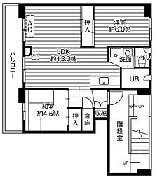 ビレッジハウス大町2 2LDKの間取図画像