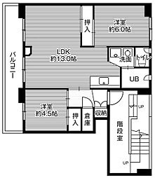 ビレッジハウス大町2 2LDKの間取図画像