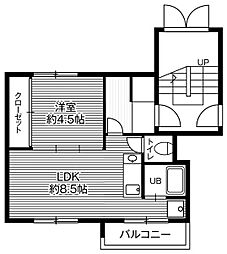 ビレッジハウス福住6 1LDKの間取図画像