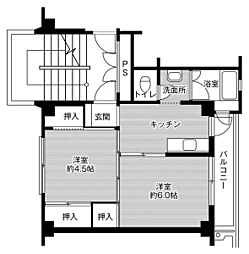 ビレッジハウス大河原2号棟 2Kの間取図画像