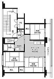 ビレッジハウス小名浜2棟 3DKの間取図画像