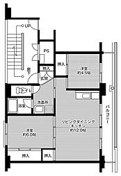 ビレッジハウス勝平2 2LDKの間取図画像