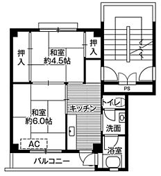 ビレッジハウス松川2号棟 2Kの間取図画像