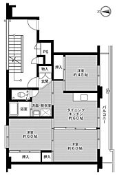ビレッジハウス相野4棟 3DKの間取図画像