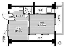 ビレッジハウス安積4棟 2Kの間取図画像