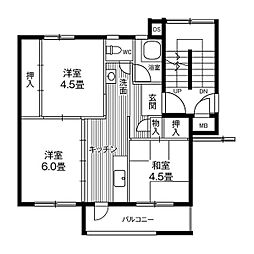 ビレッジハウス仙台鶴ケ谷五丁目3号棟 3階3Kの間取り