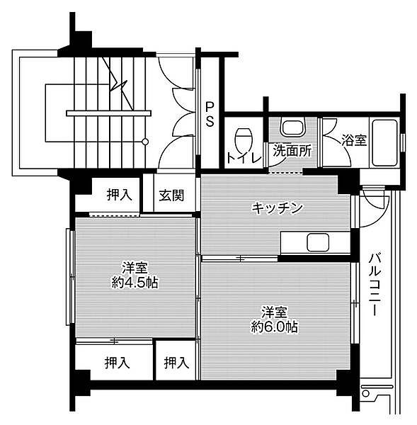 ビレッジハウス下有知1号棟 0507｜岐阜県関市下有知(賃貸マンション2K・5階・33.54㎡)の写真 その2