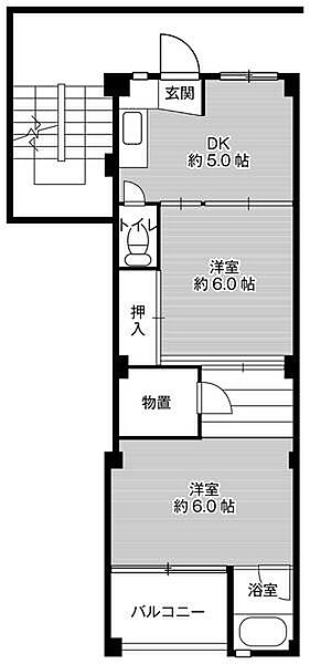 ビレッジハウス大輪1号棟 0202｜愛知県小牧市小牧１丁目(賃貸マンション2DK・2階・40.58㎡)の写真 その2