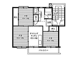 ビレッジハウス笹川5号棟 4階3DKの間取り
