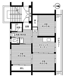 ビレッジハウス井崎1号棟 3DKの間取図画像