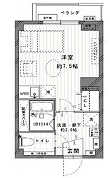 ビレッジハウス高花平3号棟 ワンルームの間取図画像