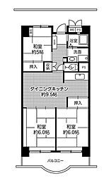 ビレッジハウス浜松タワー 3DKの間取図画像