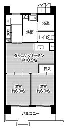 ビレッジハウス笠寺タワー 2LDKの間取図画像