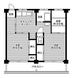 ビレッジハウス富木島5号棟 3DKの間取図画像