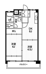 ビレッジハウス那加 2DKの間取図画像