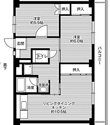 ビレッジハウス三好4号棟 2LDKの間取図画像