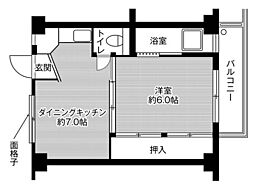 ビレッジハウス関1号棟 1DKの間取図画像