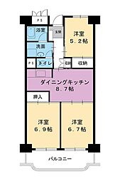 ビレッジハウス岐阜タワー 3DKの間取図画像