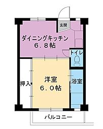 ビレッジハウス中津川2号棟 1DKの間取図画像
