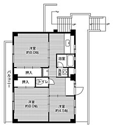 ビレッジハウス津田4号棟 3DKの間取図画像