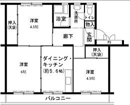 1階 / 3DK / 54.38㎡