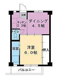 ビレッジハウス今在家1号棟 1DKの間取図画像