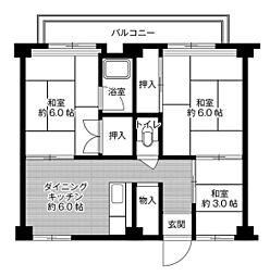 ビレッジハウス常吉1号 3DKの間取図画像