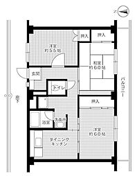 ビレッジハウス春日1号棟 3DKの間取図画像