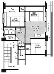 ビレッジハウス鴻田2号棟 3DKの間取図画像