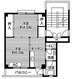 ビレッジハウス立江1 2Kの間取図画像