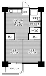ビレッジハウス泉北栂タワー 2DKの間取図画像