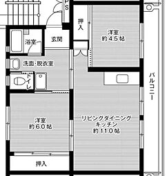 ビレッジハウス塩冶1号棟 2LDKの間取図画像