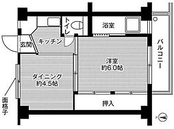 ビレッジハウス八本松2号棟 2階1DKの間取り