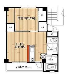 ビレッジハウス小野田第二2号棟 1LDKの間取図画像
