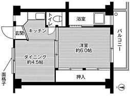 ビレッジハウス高津2 1DKの間取図画像