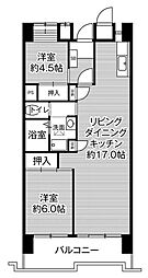ビレッジハウス光南タワー 2LDKの間取図画像
