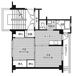 ビレッジハウス願万地2 2Kの間取図画像
